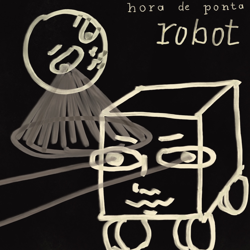 Record cover illustration and design on the theme 'robot' for 'hora de ponta' session at Fonoteca Municipal do Porto.